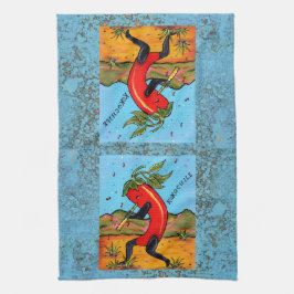 Linge De Cuisine Turquoise Kokopelli Chili Pepper Fun Towne