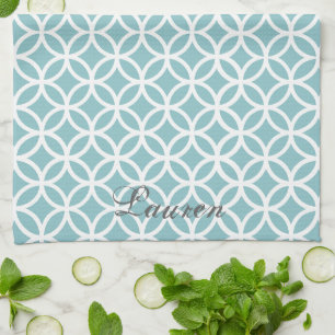 Linge De Cuisine Turquoise Motif diamant Personnalisé