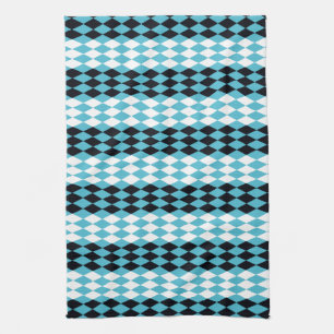 Linge De Cuisine Turquoise, noir, diamants blancs