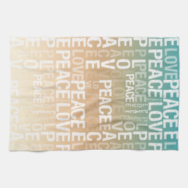 Linge De Cuisine Turquoise Peach Gold White Peace Love
