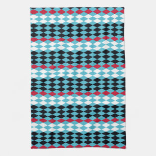 Linge De Cuisine Turquoise, rouge, noir, diamants blancs
