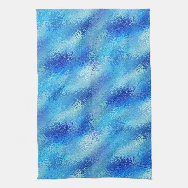 Linge De Cuisine Turquoise & Royal Bleu Artistique Texture Abstrait (Vertical)