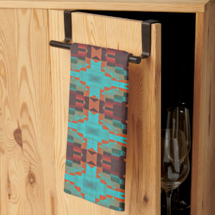 Linge De Cuisine Turquoise Turquoise Orange Rouge Eclectique Ethniq