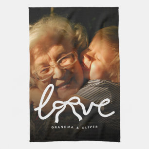 Linge De Cuisine Typographie Amour Moderne Grand-mère Cadeau Photo