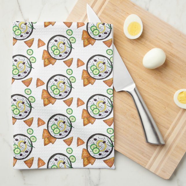 Linge De Cuisine Tzatziki Grec Meze Dip Nourriture Méditerranéenne  (Quart Plié)
