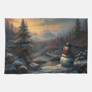 Linge De Cuisine Un Accueil Froide   Jolly Snowman Noël