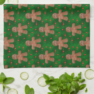 Linge De Cuisine Un homme en pain d'épice vert