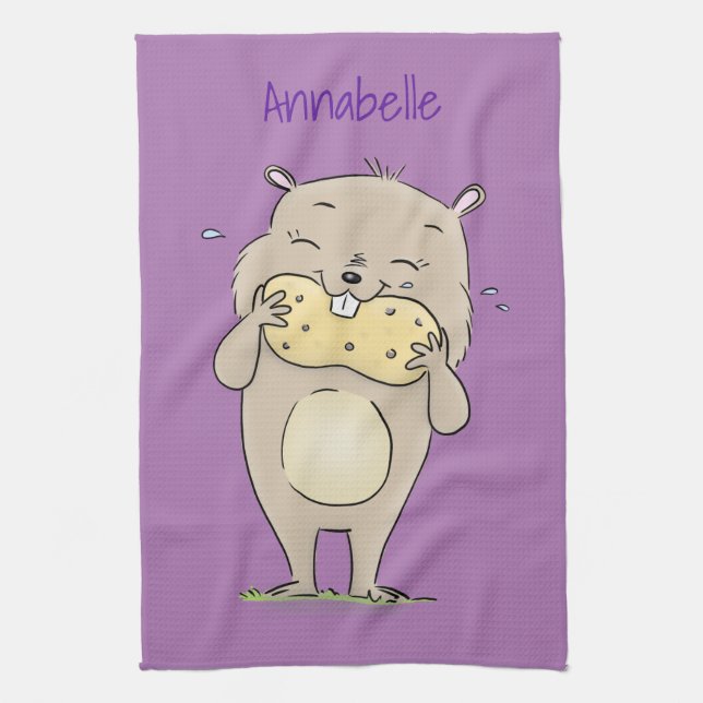 Linge De Cuisine Un joli hamster souriant avec un dessin animé d'ar (Vertical)