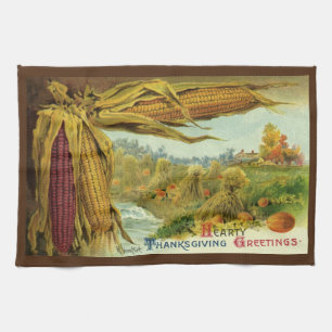 Linge De Cuisine Un joyeux Thanksgiving ; Maïs indien et meules de 