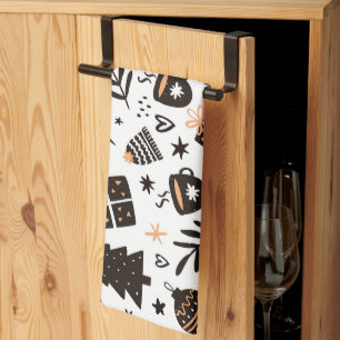Linge De Cuisine Un Motif de Noël noir et blanc