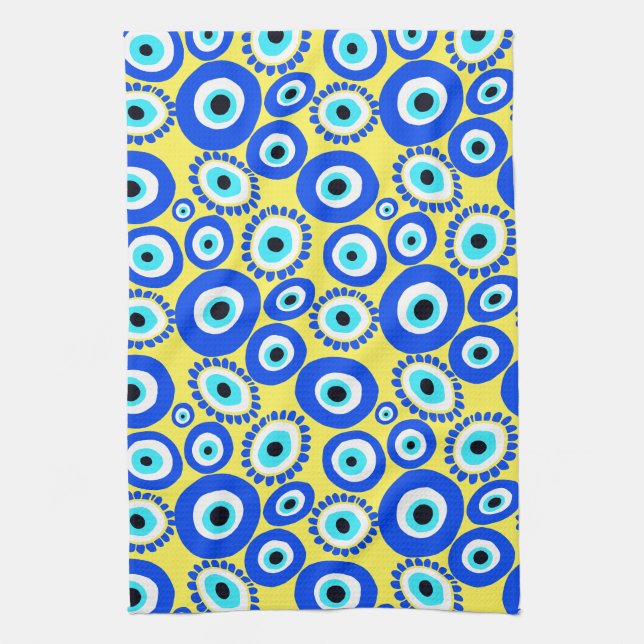 Linge De Cuisine Un Motif grec lumineux sur Yellow (Vertical)