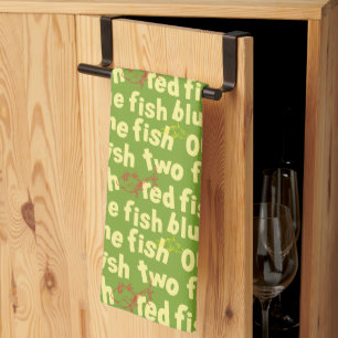 Linge De Cuisine Un Poisson Deux Poissons Typographie Motif