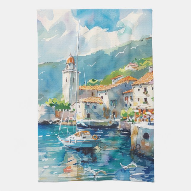 Linge De Cuisine Un port maritime (Vertical)