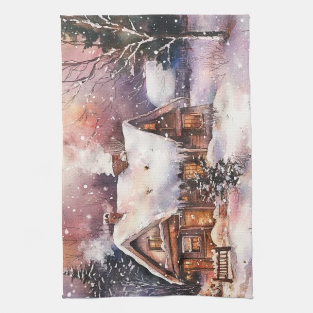 Linge De Cuisine Une maisonnette confortable en hiver (Vertical)