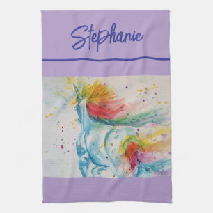 Linge De Cuisine Unicorne Aquarelle femmes Lavande pâle violet