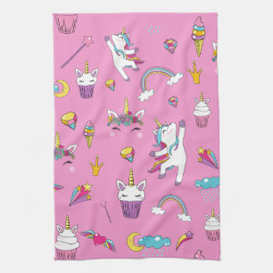 Linge De Cuisine Unicorne Fan Club motif rose