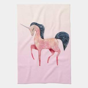 Linge De Cuisine Unicorne nordique rose avec Mane noir