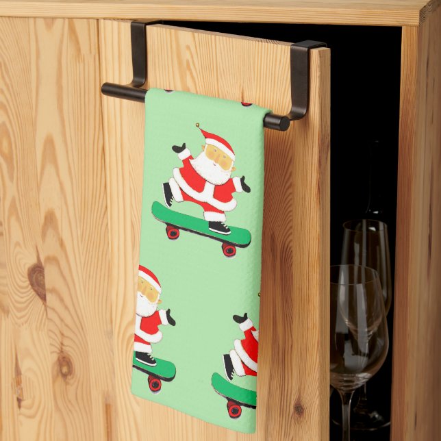 Linge De Cuisine Unique Skateboard Père Noël (Pliage en tiers)