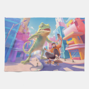 Linge De Cuisine Urban Glide : Skateur Caméléon Géant Selfie