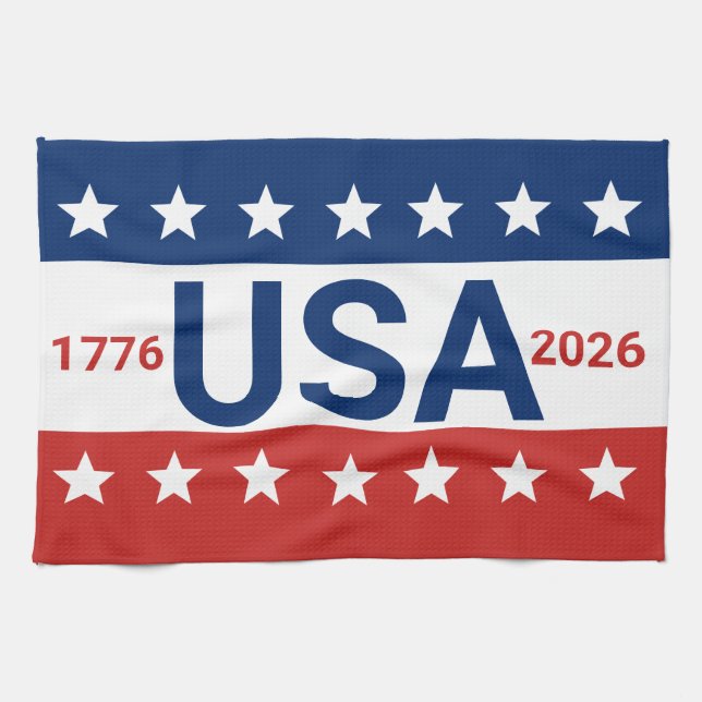 Linge De Cuisine USA 1776 2026 250th Anniversary Red White Blue (Horizontal)