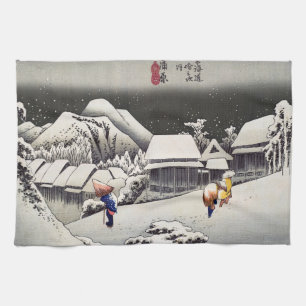 Linge De Cuisine Utagawa Hiroshige - Neige du soir à Kanbara