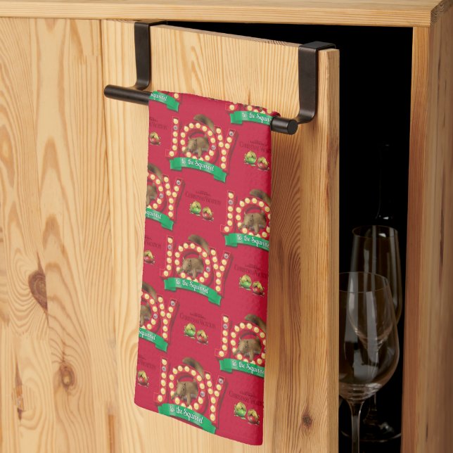 Linge De Cuisine Vacances de Noël | Joie au Motif des écureuils (Pliage en tiers)