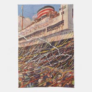 Linge De Cuisine Vacances en bateau de croisière vintage; Bon Voyag