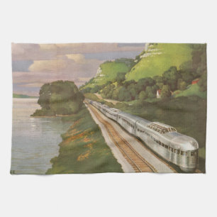 Linge De Cuisine Vacances en train vintage, Locomotive dans le pays