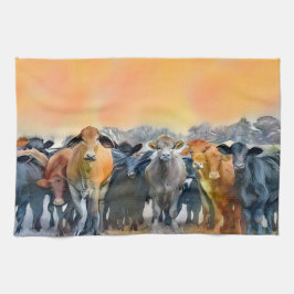 Linge De Cuisine Vache Art Farm Style Rustique Tons Cuisine