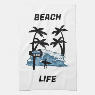 Linge De Cuisine Vague de plage Funny