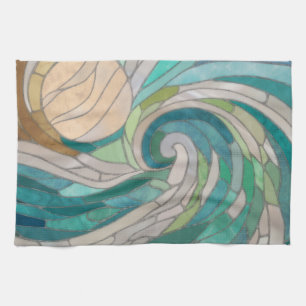 Linge De Cuisine Vague et lune de mosaïque