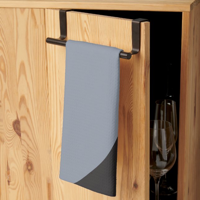 Linge De Cuisine Vagues simples - Noir, Gris et Crème (Pliage en tiers)