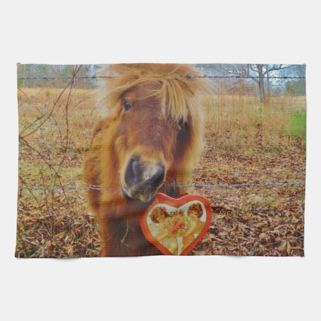 Linge De Cuisine Valentine Heart Miniature Brown Horse (Horizontal)