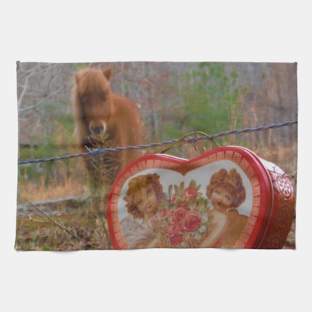 Linge De Cuisine Valentine Heart Miniature Brown Horse (Horizontal)