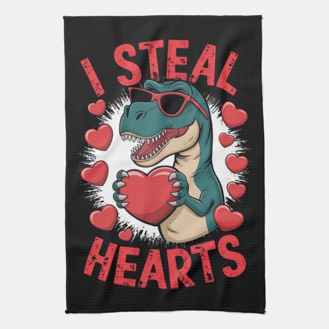Linge De Cuisine Valentines Jour Dinosaure I Voler Coeurs Aimer T r (Vertical)