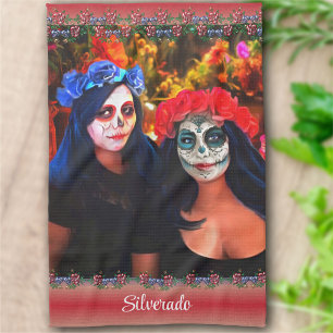 Linge De Cuisine Vallarta Catrinas avec fleurs et bougies 1718