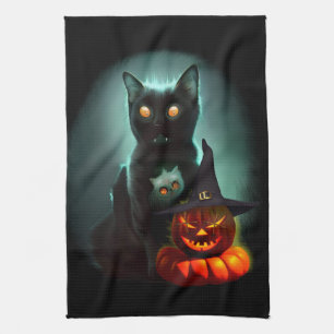 Linge De Cuisine Vampire Chat et Assistant Citrouille Halloween Sur