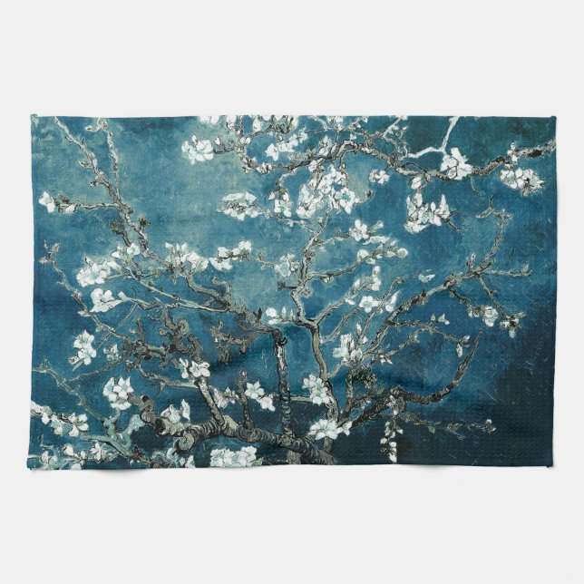 Linge De Cuisine Van Gogh Almond Blossoms Dark Turquoise (Horizontal)