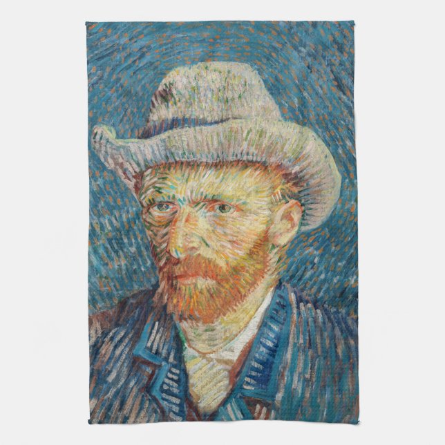 Linge De Cuisine Van Gogh - Autoportrait avec un Casquette gris (Vertical)