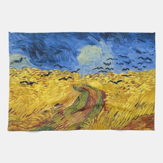 Linge De Cuisine Van Gogh Champs de blé Impressionniste Peinture (Horizontal)