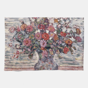 Linge De Cuisine Vase de fleurs, Zinnias par Maurice Prendergast