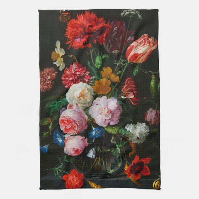 Linge De Cuisine Vase de verre avec des fleurs (Vertical)
