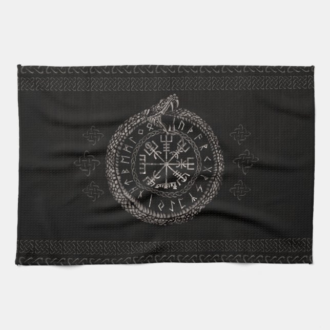 Linge De Cuisine Vegvisir avec Ouroboros et runes (Horizontal)