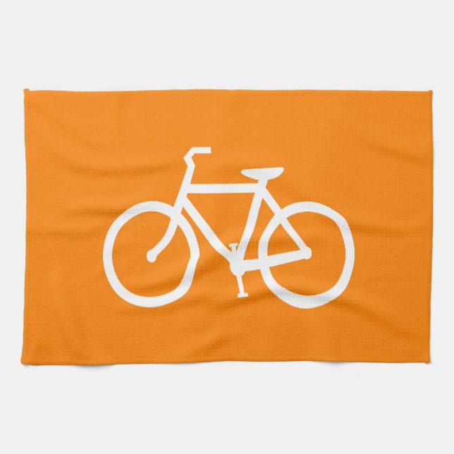 Linge De Cuisine Vélo blanc et orange (Horizontal)
