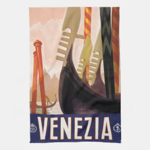 Linge De Cuisine Venezia, Venise, Italie Gondoles Art de voyage vin
