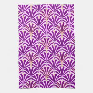 Linge De Cuisine Ventilateur Art Déco motif - violet et orchidée