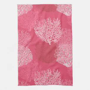 Linge De Cuisine Ventilateur Coral Print, Tons de Coral rose cuisin