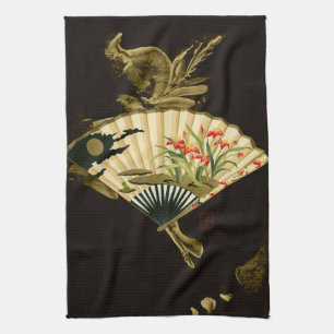 Linge De Cuisine Ventilateur oriental criblé au design floral