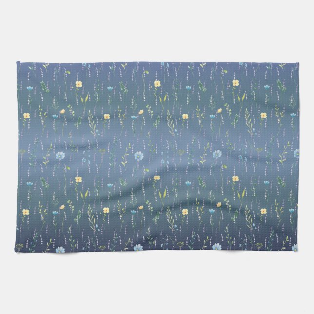 Linge De Cuisine Verdure Aquarelle Rustique Fleur fleurie botanique (Horizontal)