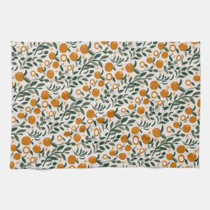 Linge De Cuisine Verger espagnol - motif d'oranges et feuille
